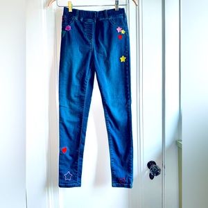 Mini Boden Embroidered Denim Jeggings Size 13Y *Pristine condition!* Rainbow